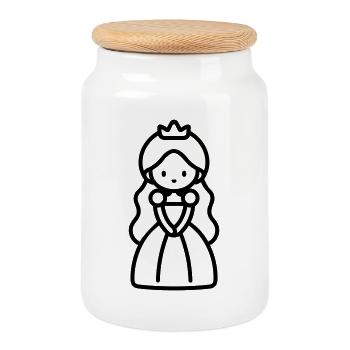 princess - Cookie Jar with Wooden Lid - white - Front