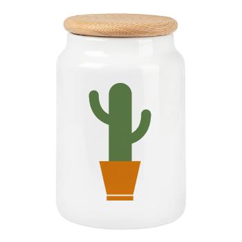 cactus - Boîte à biscuits avec couvercle en bois - blanc - Devant