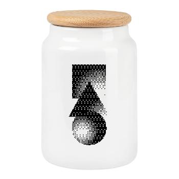 geometric shapes - Cookie Jar with Wooden Lid - white - Front