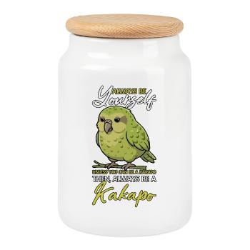 Sei immer du selbst, Kakapo Neuseeland - Keksdose mit Holzdeckel - Weiß - Vorne