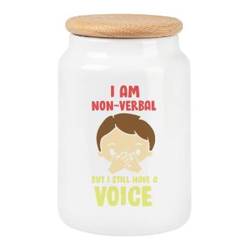 Autism Autistic Asperger's Syndrome - Cookie Jar with Wooden Lid - white - Front
