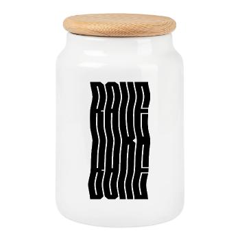 Rave-Musik-Typografie-Design - Keksdose mit Holzdeckel - Weiß - Vorne