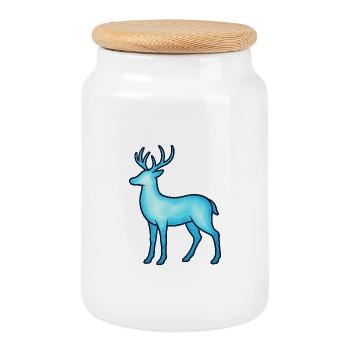 Âme animale et être gardien : cerf - Boîte à biscuits avec couvercle en bois - blanc - Devant