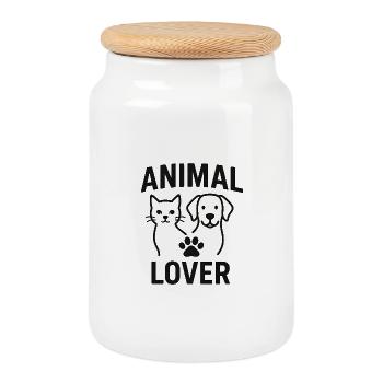 Animal and Cat Lover Design - Cookie Jar with Wooden Lid - white - Front