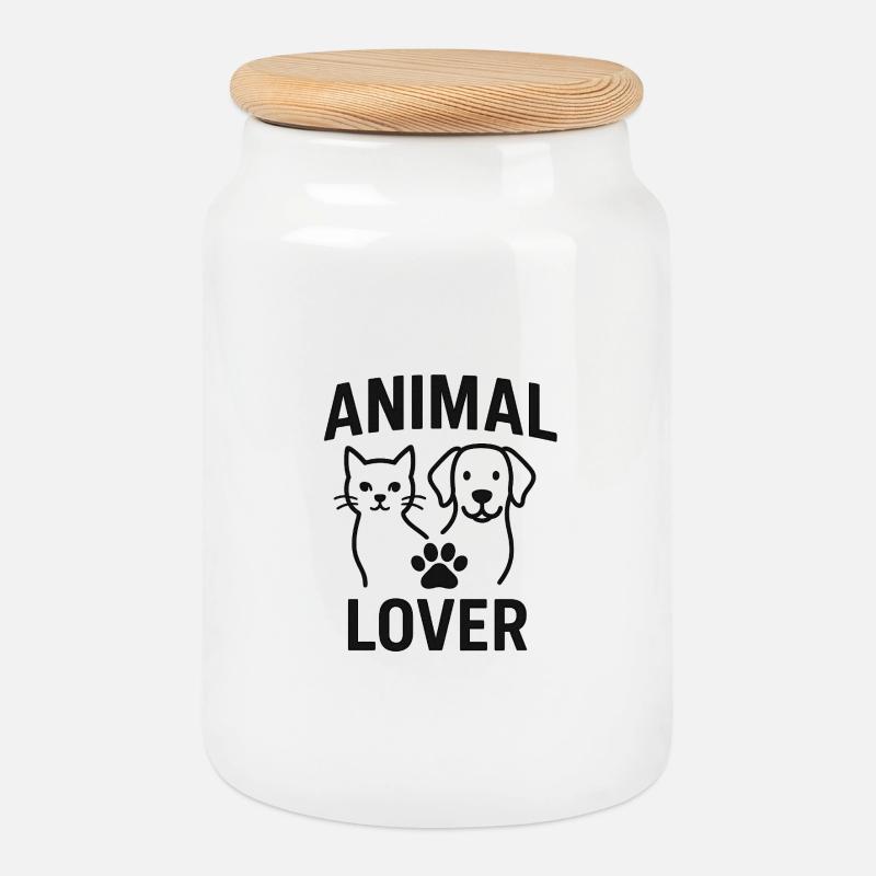 Conception d’amoureux des animaux et des chats - Boîte à biscuits avec couvercle en bois - blanc
