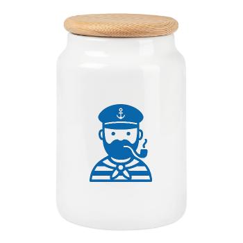 Seemann. Kapitän. Seebär - Keksdose mit Holzdeckel - Weiß - Vorne
