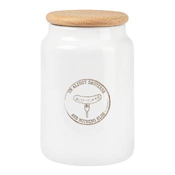 Aligot Sausage - Cookie Jar with Wooden Lid - white - Front