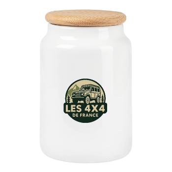Les4x4deFrance  - Boîte à biscuits avec couvercle en bois - blanc - Devant