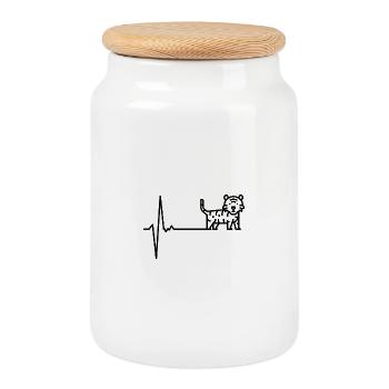 Awaiting design upload - Cookie Jar with Wooden Lid - white - Front