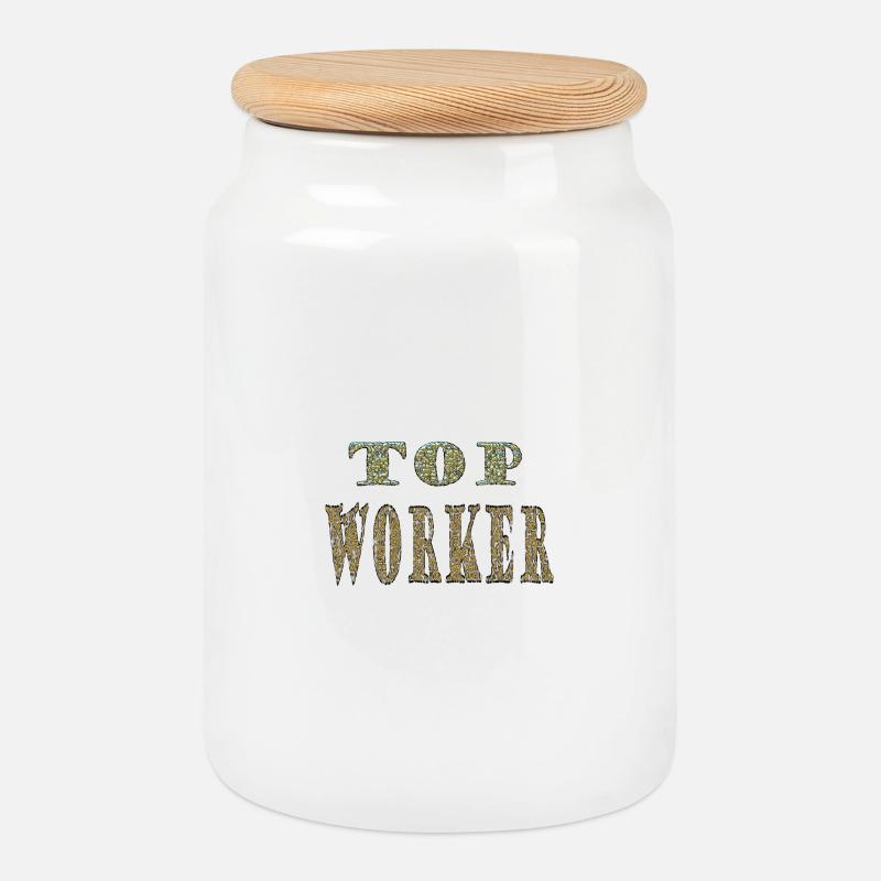 Top Worker  - Keksdose mit Holzdeckel - Weiß