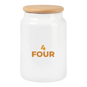 DESIGN CHIFFRE 4  ET LETTRES TYPOGRAPHY - Boîte à biscuits avec couvercle en bois - blanc - Devant