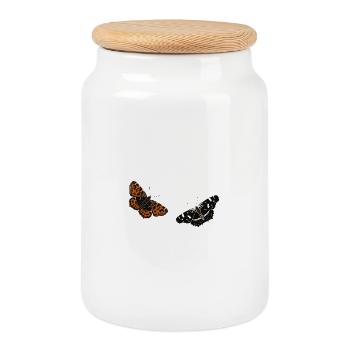 Butterflies: The Country Card - Cookie Jar with Wooden Lid - white - Front