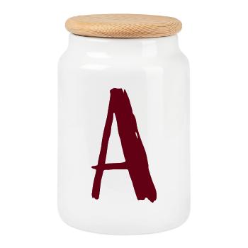 Abstract Art Logo in Red - Cookie Jar with Wooden Lid - white - Front