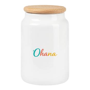 'Ohana Hawaii Shirt' - Boîte à biscuits avec couvercle en bois - blanc - Devant