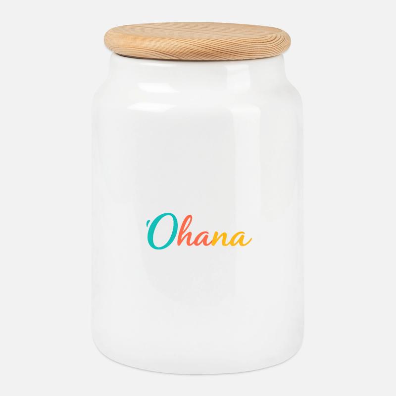 'Ohana Hawaii Shirt' - Boîte à biscuits avec couvercle en bois - blanc