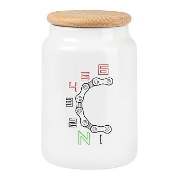 Basketball Faith Emblem Philippians 4:13 - Cookie Jar with Wooden Lid - white - Front