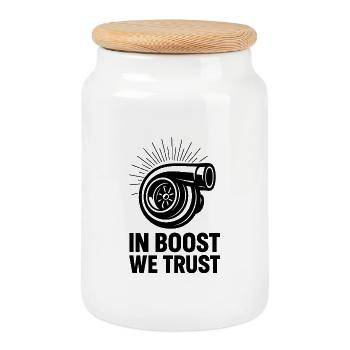 In Boost We Trust Turbo - Keksdose mit Holzdeckel - Weiß - Vorne