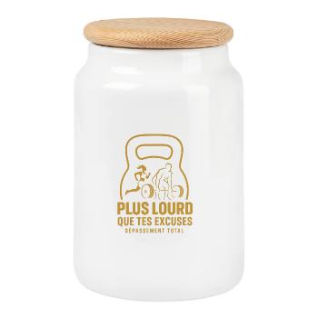 Heavier Than Your Excuses – Kettlebell Motivation - Cookie Jar with Wooden Lid - white - Front