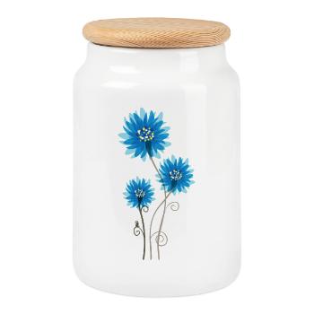 Belles Fleurs Bleues - Printemps - Été - Nature - Boîte à biscuits avec couvercle en bois - blanc - Devant