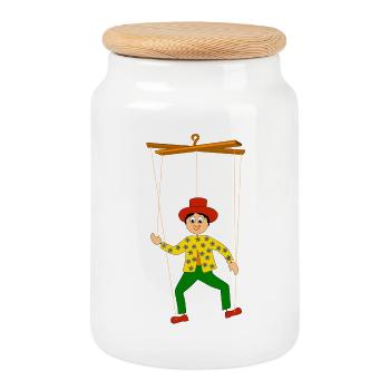 kinder marionette lustig - Keksdose mit Holzdeckel - Weiß - Vorne