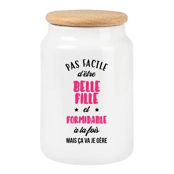 Belle Fille - Mariage - Mariée - Famille - Noël - Cookie Jar with Wooden Lid - white - Front