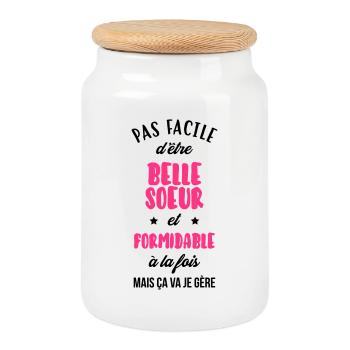 Belle Beau-Frère / Belle-Sœur / Beau Frere / Belle - Boîte à biscuits avec couvercle en bois - blanc - Devant