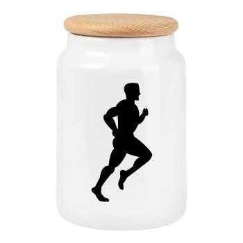 coureur - Boîte à biscuits avec couvercle en bois - blanc - Devant
