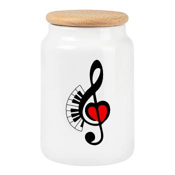Touche PIANO 3 - Boîte à biscuits avec couvercle en bois - blanc - Devant