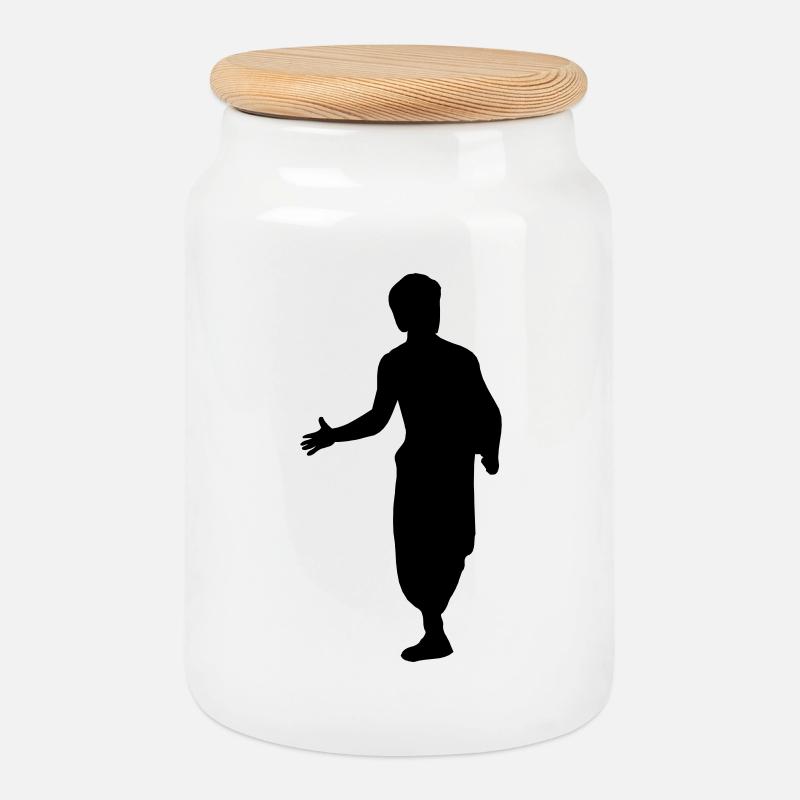 Bruce Lee und Action Kung Fu Escrima Schattenfigur - Keksdose mit Holzdeckel - Weiß