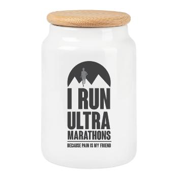 I Ran Ultra Marathons Because Pain Is My Friend - Cookie Jar with Wooden Lid - white - Front