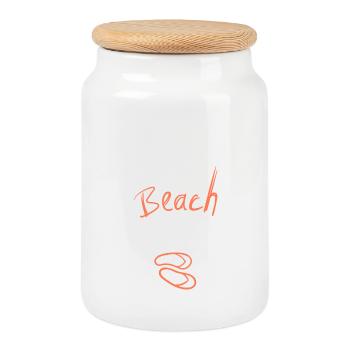 Dont Worry Beach Happy Sommer Spruch - Keksdose mit Holzdeckel - Weiß - Vorne