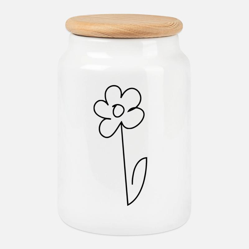 daisy - Cookie Jar with Wooden Lid - white