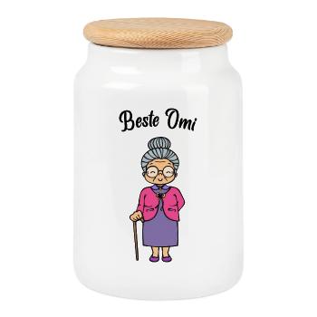 Brille Beste Omi Großmutter Oma Sehschwäche Spruch - Keksdose mit Holzdeckel - Weiß - Vorne