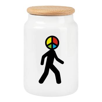 Man of Peace (black) - Cookie Jar with Wooden Lid - white - Front