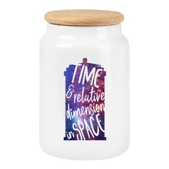 Time and Relative Dimension in Space - Keksdose mit Holzdeckel - Weiß - Vorne