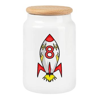 Rocket 8 years - Cookie Jar with Wooden Lid - white - Front