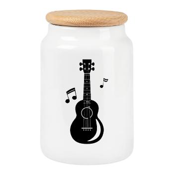 ukulele - Cookie Jar with Wooden Lid - white - Front