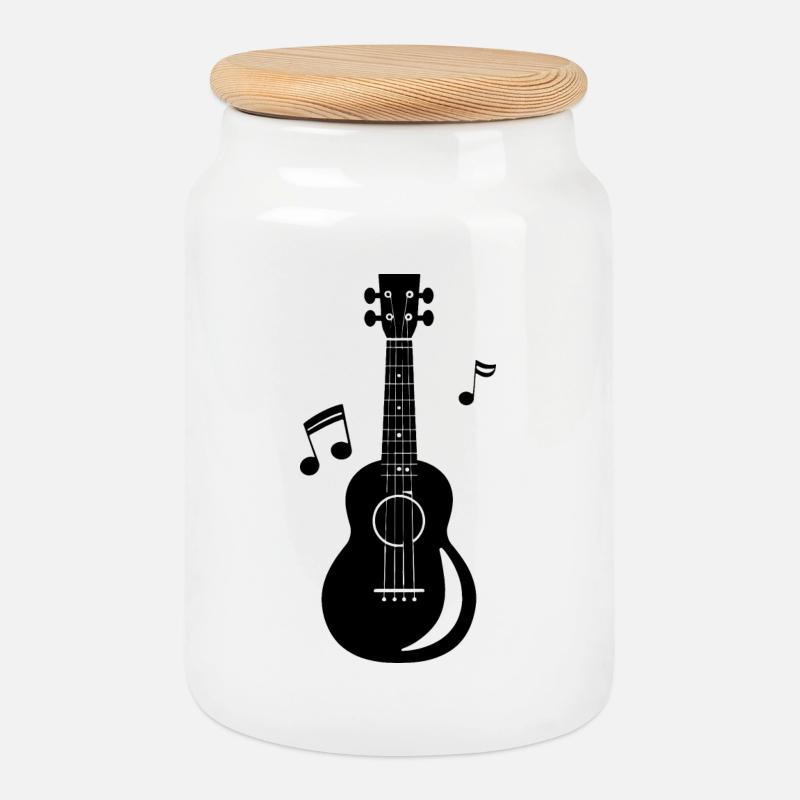 Ukulele - Keksdose mit Holzdeckel - Weiß