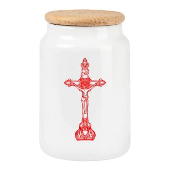 Glaube an Jesus Symbol Christ - Keksdose mit Holzdeckel - Weiß - Vorne