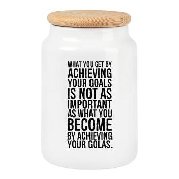 what you get by achieving your goals is not as - Keksdose mit Holzdeckel - Weiß - Vorne