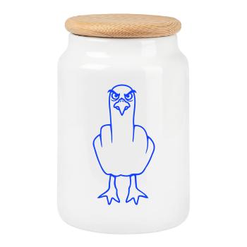 Mouette majeur insulte doigt puant vilain - Boîte à biscuits avec couvercle en bois - blanc - Devant