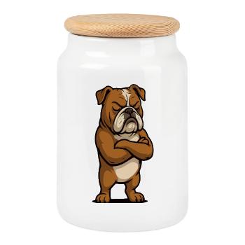 Bouledogue anglais Bully Bully Propriétaire Bullyfan - Boîte à biscuits avec couvercle en bois - blanc - Devant
