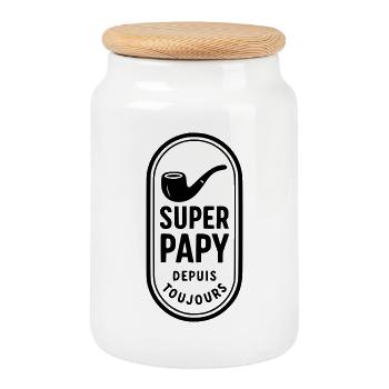 Super Papy depuis toujours - Boîte à biscuits avec couvercle en bois - blanc - Devant