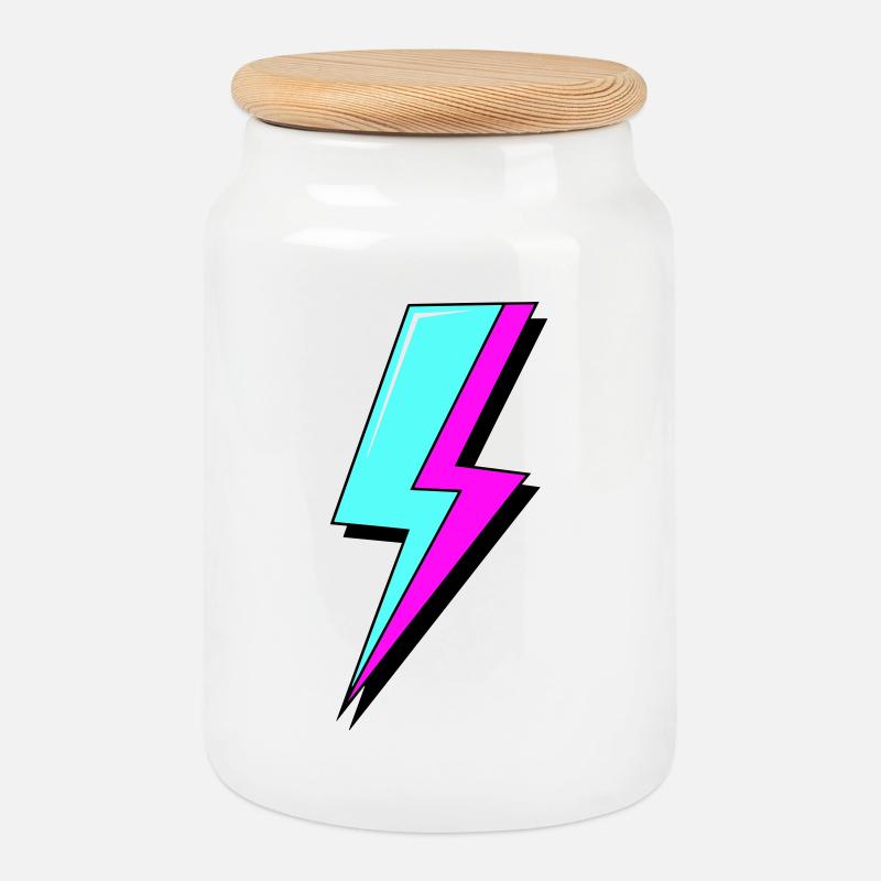 Psychedelische Neon-Beleuchtung - Keksdose mit Holzdeckel - Weiß
