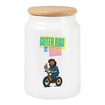 Bonne Roue Chère - Bicyclette Humour Bande Dessinée - Boîte à biscuits avec couvercle en bois - blanc - Devant