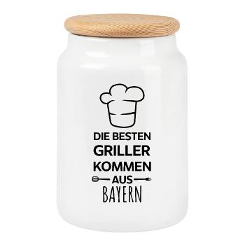 The best grillers come from Bavaria / BBQ, Grill - Cookie Jar with Wooden Lid - white - Front