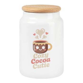 Kakao - Cozy Cocoa Cutie - Keksdose mit Holzdeckel - Weiß - Vorne
