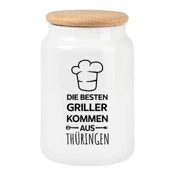 The best grills come from Thüringen Design - Cookie Jar with Wooden Lid - white - Front