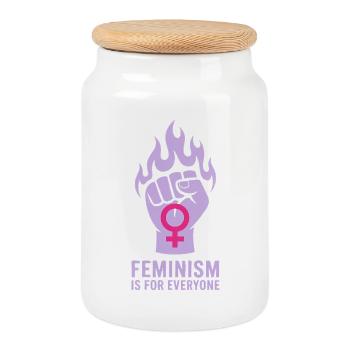 Feminism is for Everyone - Feminism T-Shirt - Cookie Jar with Wooden Lid - white - Front