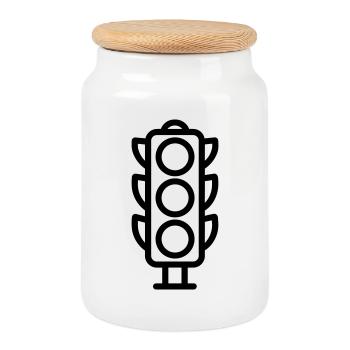 feu  - Boîte à biscuits avec couvercle en bois - blanc - Devant